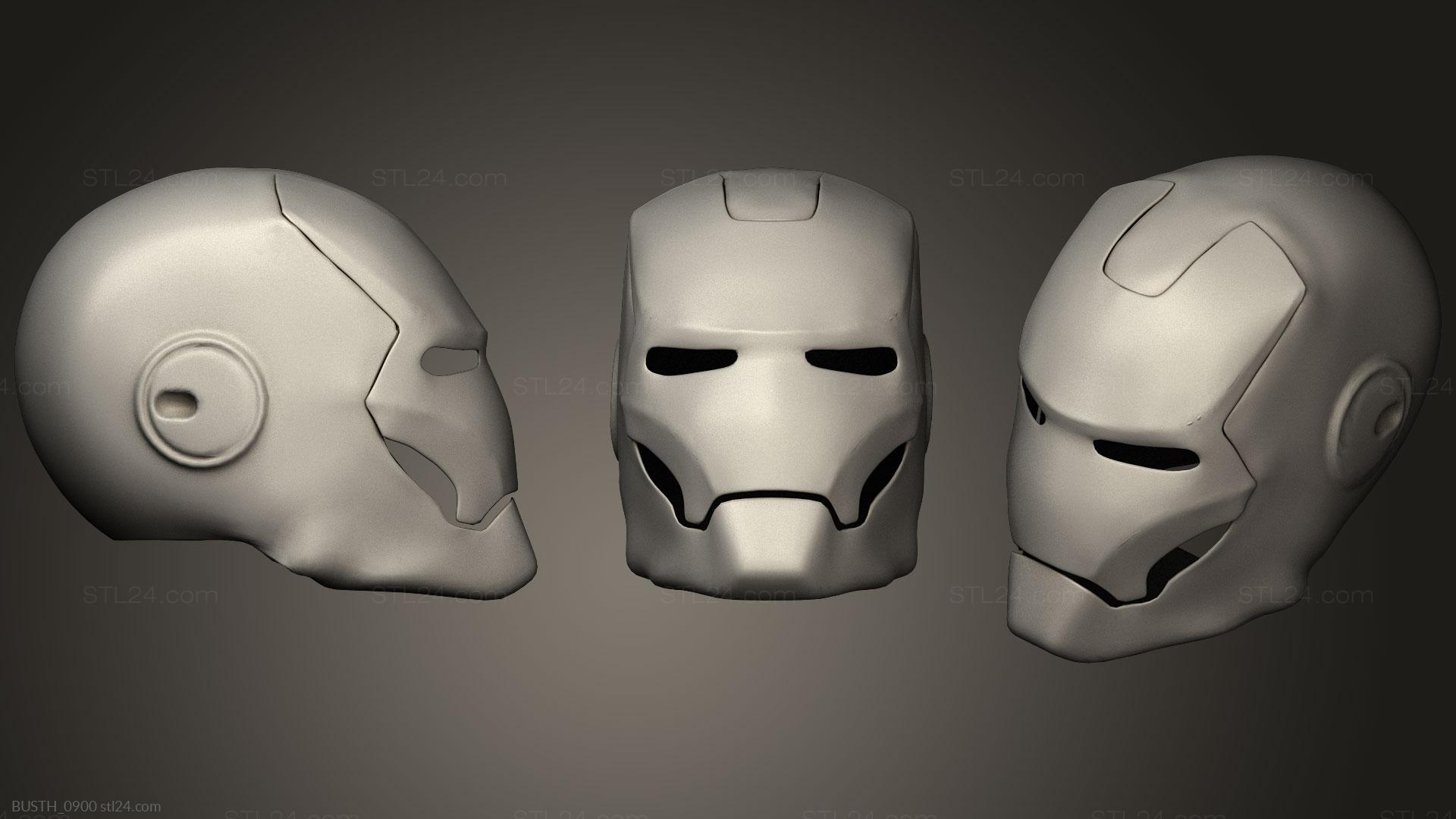 Бюсты монстры и герои (Маска железного человека, BUSTH_0900) 3D модель для ЧПУ станка
